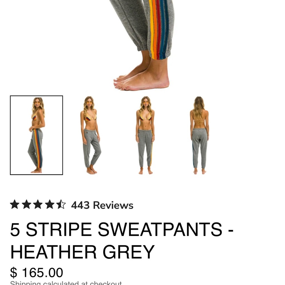 Aviator Nation Gray Sweatpants with Rainbow Stripe